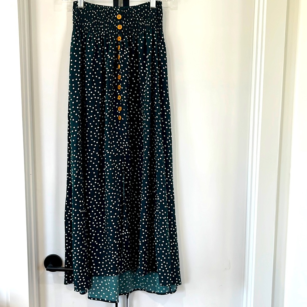 SHEIN maxi polka dot skirt with center slit